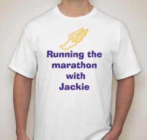 https://www.booster.com/runningthemarathonwithjackie T-shirt in support of Jackie